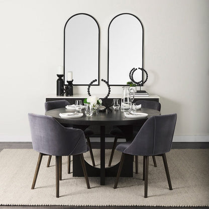 Mercana - Ronald II Grey Velvet Wrap Black Wooden Base Dining Chair - 68320 view 8