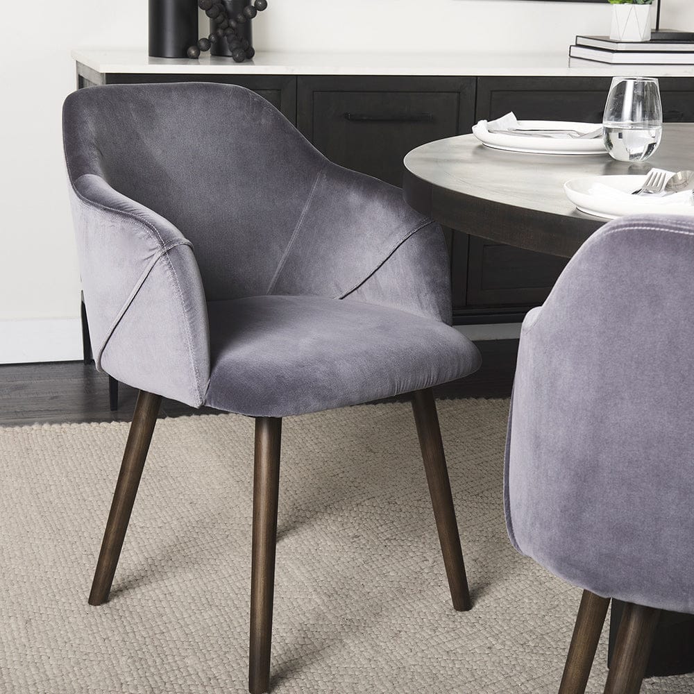 Mercana - Ronald II Grey Velvet Wrap Black Wooden Base Dining Chair - 68320 view 9