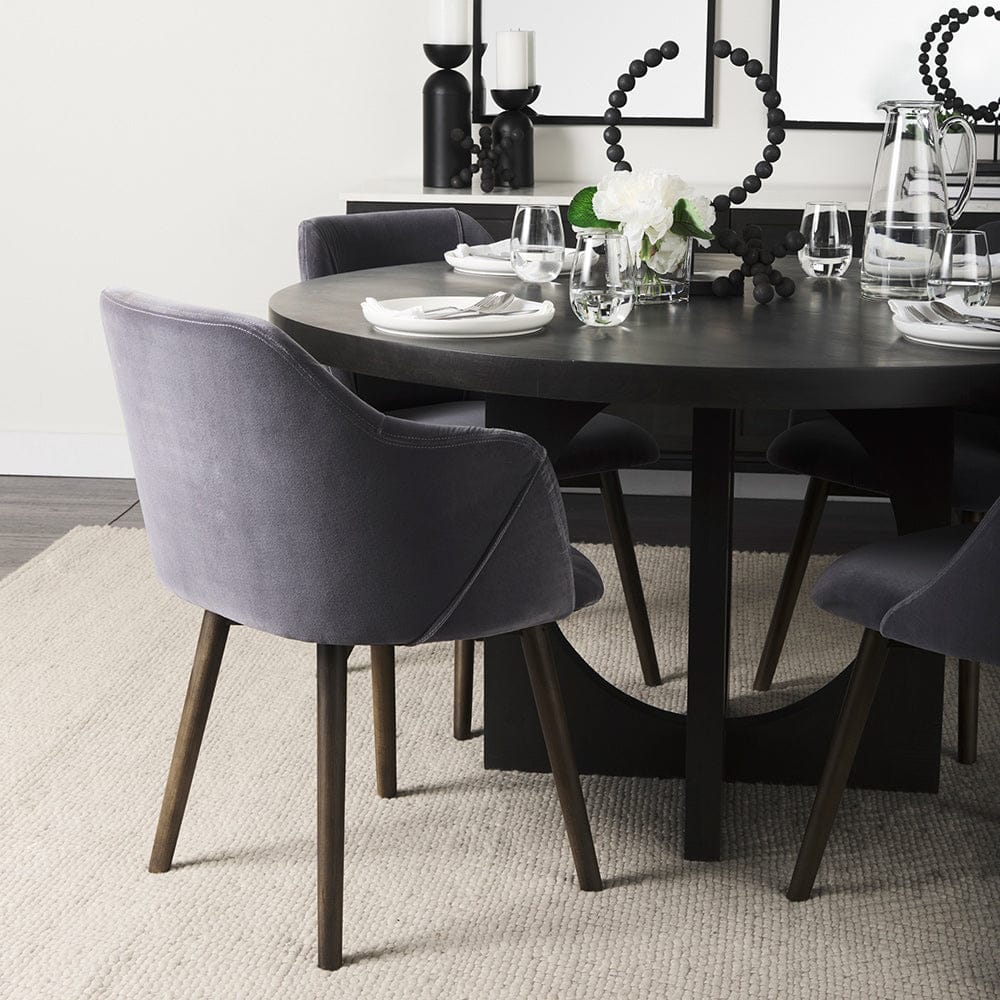 Mercana - Ronald II Grey Velvet Wrap Black Wooden Base Dining Chair - 68320 view 11
