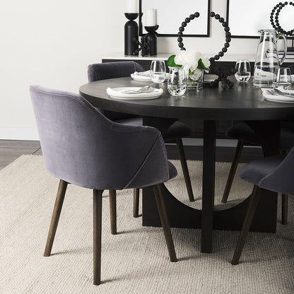 Mercana - Ronald II Grey Velvet Wrap Black Wooden Base Dining Chair - 68320 view 11
