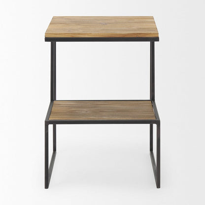 Mercana - Ronin 22"H Square 2-Tier Wood w/ Black Metal Accent Table - 70092_CLOSEOUT view 2