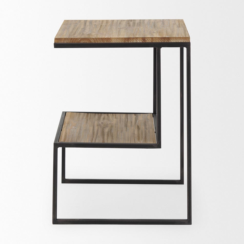 Mercana - Ronin 22"H Square 2-Tier Wood w/ Black Metal Accent Table - 70092_CLOSEOUT view 3