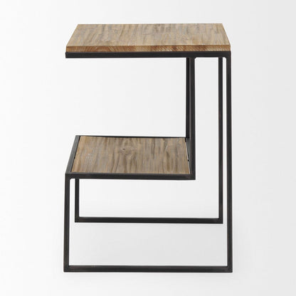 Mercana - Ronin 22"H Square 2-Tier Wood w/ Black Metal Accent Table - 70092_CLOSEOUT view 3
