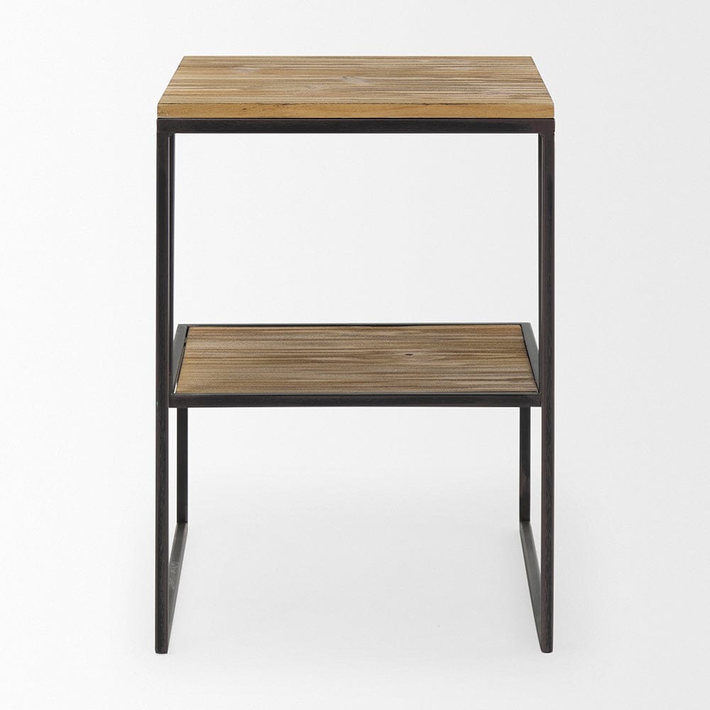 Mercana - Ronin 22"H Square 2-Tier Wood w/ Black Metal Accent Table - 70092_CLOSEOUT view 4