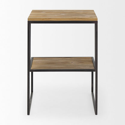 Mercana - Ronin 22"H Square 2-Tier Wood w/ Black Metal Accent Table - 70092_CLOSEOUT view 4