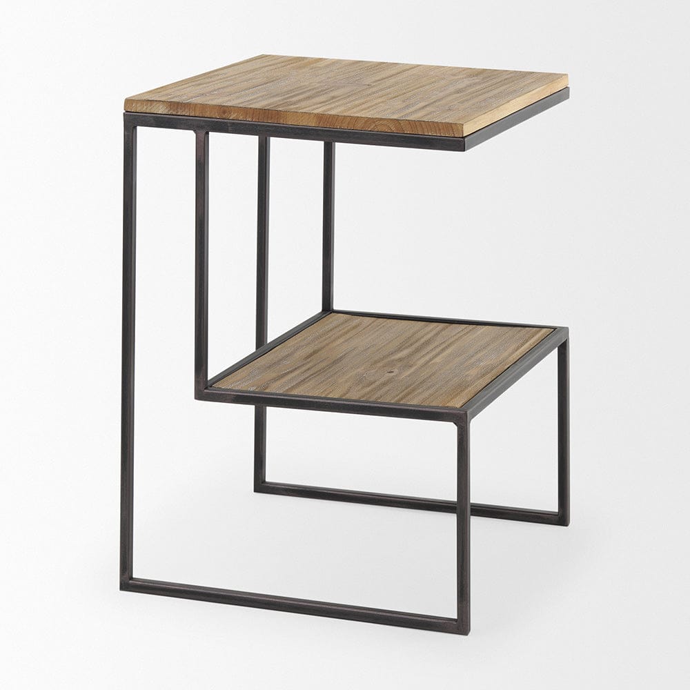 Mercana - Ronin 22"H Square 2-Tier Wood w/ Black Metal Accent Table - 70092_CLOSEOUT view 5