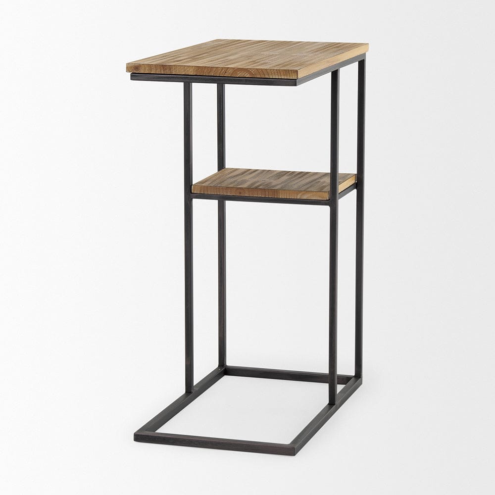 Mercana - Ronin 25"H Rectangle 2-Tier Wood w/ Black Metal Accent Table - 70093_CLOSEOUT view 1