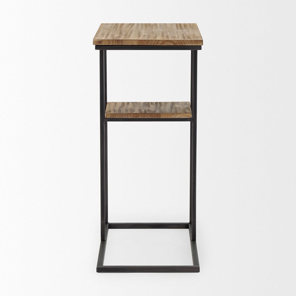 Mercana - Ronin 25"H Rectangle 2-Tier Wood w/ Black Metal Accent Table - 70093_CLOSEOUT view 2