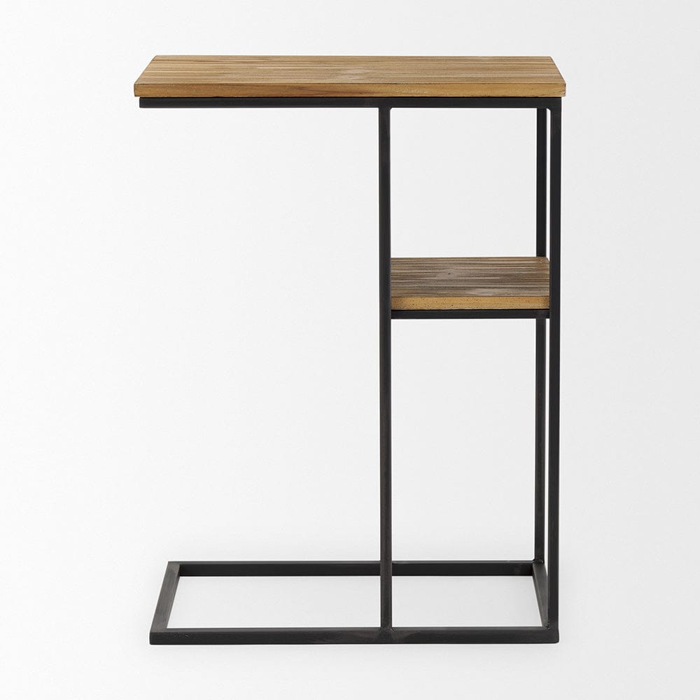 Mercana - Ronin 25"H Rectangle 2-Tier Wood w/ Black Metal Accent Table - 70093_CLOSEOUT view 3