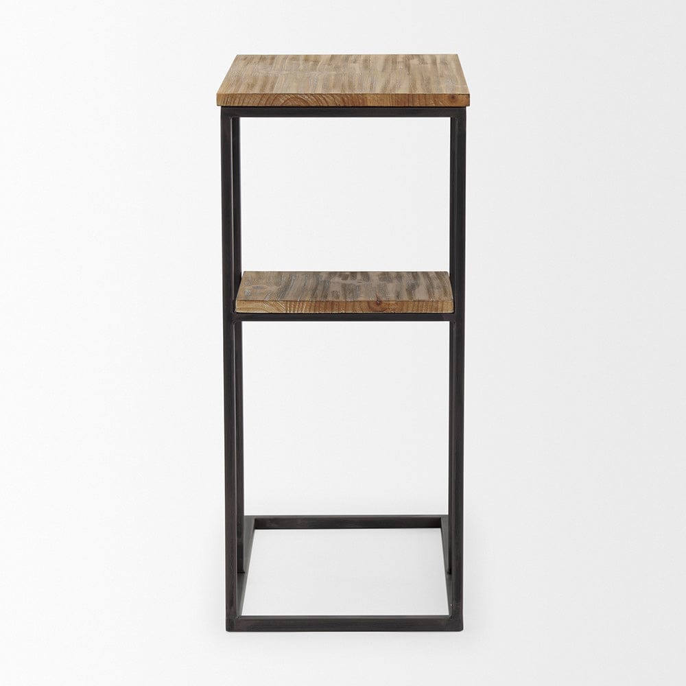 Mercana - Ronin 25"H Rectangle 2-Tier Wood w/ Black Metal Accent Table - 70093_CLOSEOUT view 4