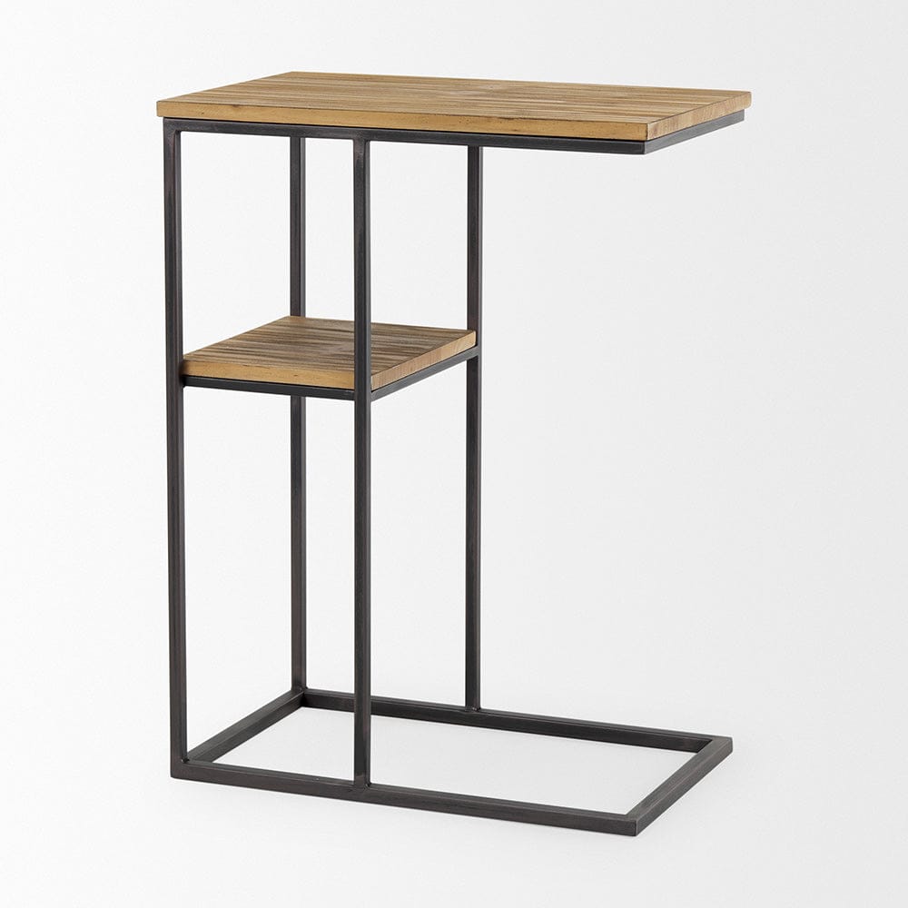 Mercana - Ronin 25"H Rectangle 2-Tier Wood w/ Black Metal Accent Table - 70093_CLOSEOUT view 5