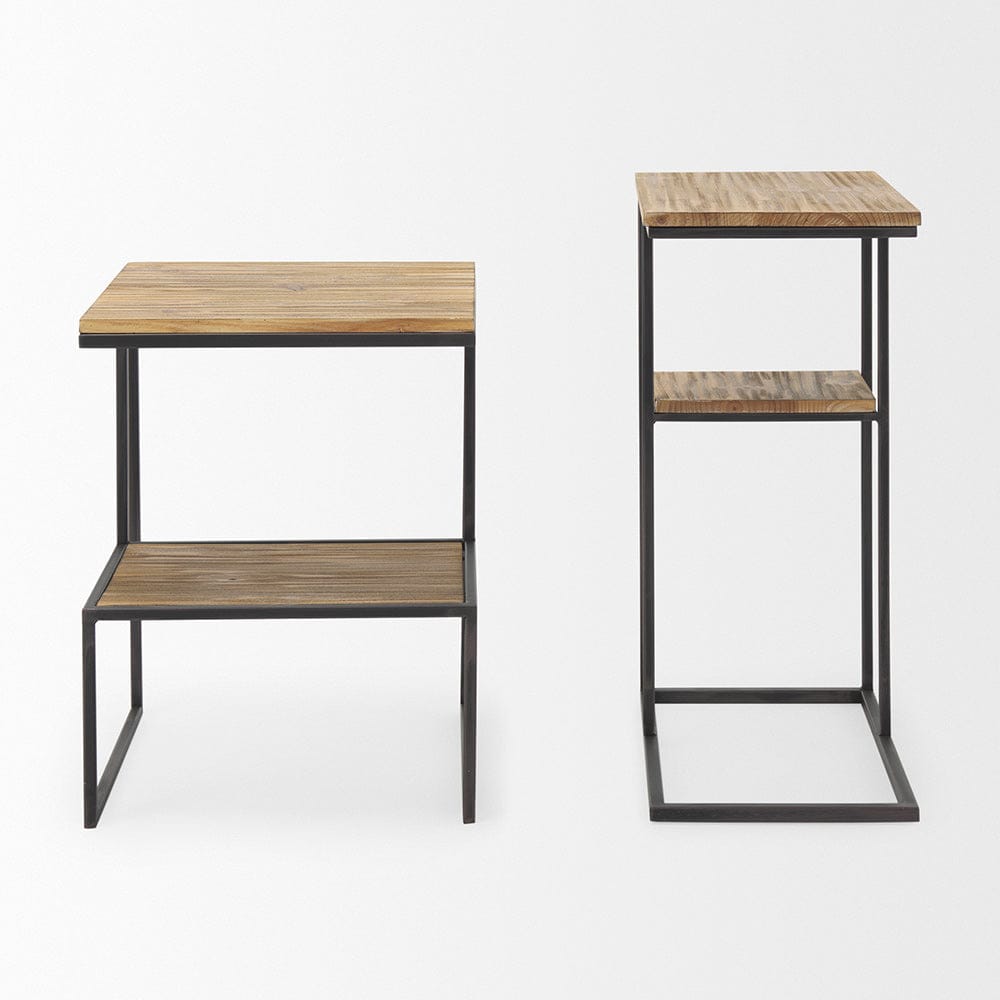 Mercana - Ronin 25"H Rectangle 2-Tier Wood w/ Black Metal Accent Table - 70093_CLOSEOUT view 10