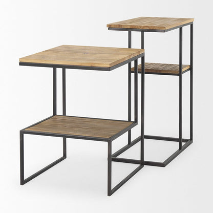 Mercana - Ronin 25"H Rectangle 2-Tier Wood w/ Black Metal Accent Table - 70093_CLOSEOUT view 11