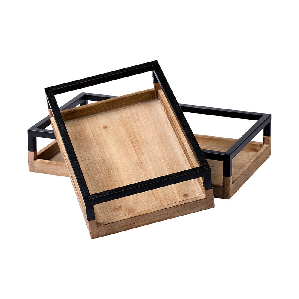 Mercana - Ross Natural Wood W/ Black Metal Nesting Trays (Set of 2) - 68647 view 1