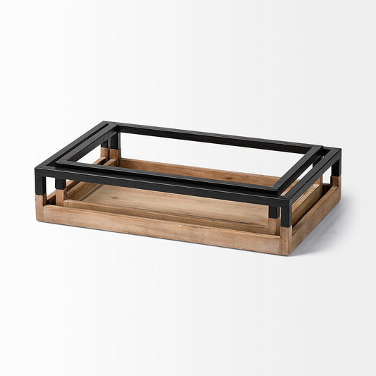 Mercana - Ross Natural Wood W/ Black Metal Nesting Trays (Set of 2) - 68647 view 2