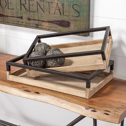 Mercana - Ross Natural Wood W/ Black Metal Nesting Trays (Set of 2) - 68647 view 5