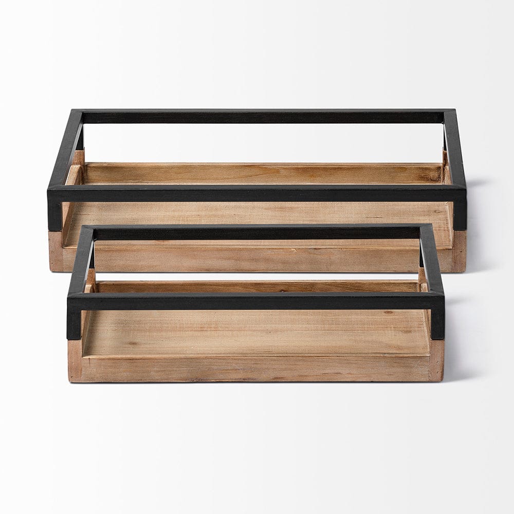 Mercana - Ross Natural Wood W/ Black Metal Nesting Trays (Set of 2) - 68647 view 6