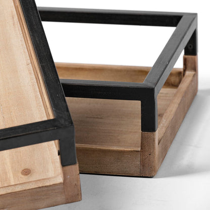 Mercana - Ross Natural Wood W/ Black Metal Nesting Trays (Set of 2) - 68647 view 7