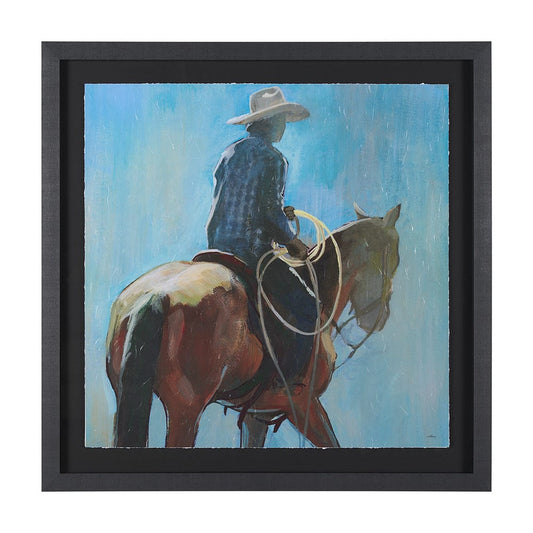 Mercana - Round Up I Cowboy and Horse by Mercana Studio a Hand Embellished Framed Art Print Matted under Glass - 15487 view 1