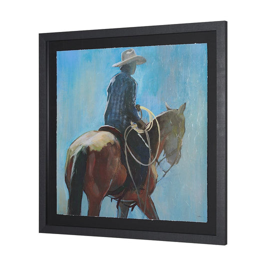 Mercana - Round Up I Cowboy and Horse by Mercana Studio a Hand Embellished Framed Art Print Matted under Glass - 15487 view 2