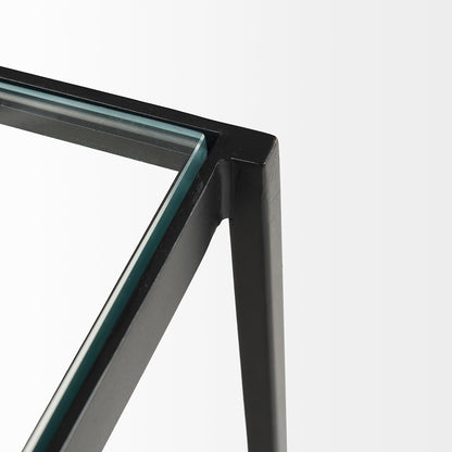 Mercana - Roxdale 48.25L X 27.5W X 18.0H Acid Wash Metal Coffee Table W/ Glass Top - 69261-AB_CLOSEOUT view 6