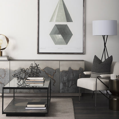 Mercana - Roxdale 48.25L X 27.5W X 18.0H Acid Wash Metal Coffee Table W/ Glass Top - 69261-AB_CLOSEOUT view 10