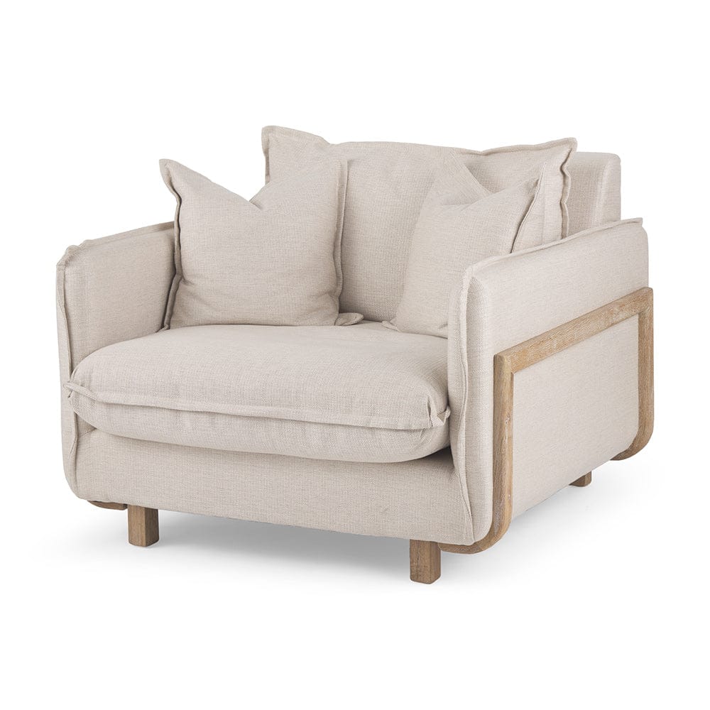 Mercana - Roy II Beige Upholstered and Brown Wood Frame Arm Chair - 68713 view 1