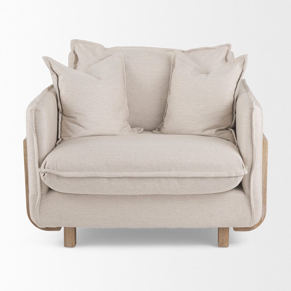 Mercana - Roy II Beige Upholstered and Brown Wood Frame Arm Chair - 68713 view 3