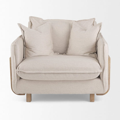 Mercana - Roy II Beige Upholstered and Brown Wood Frame Arm Chair - 68713 view 3