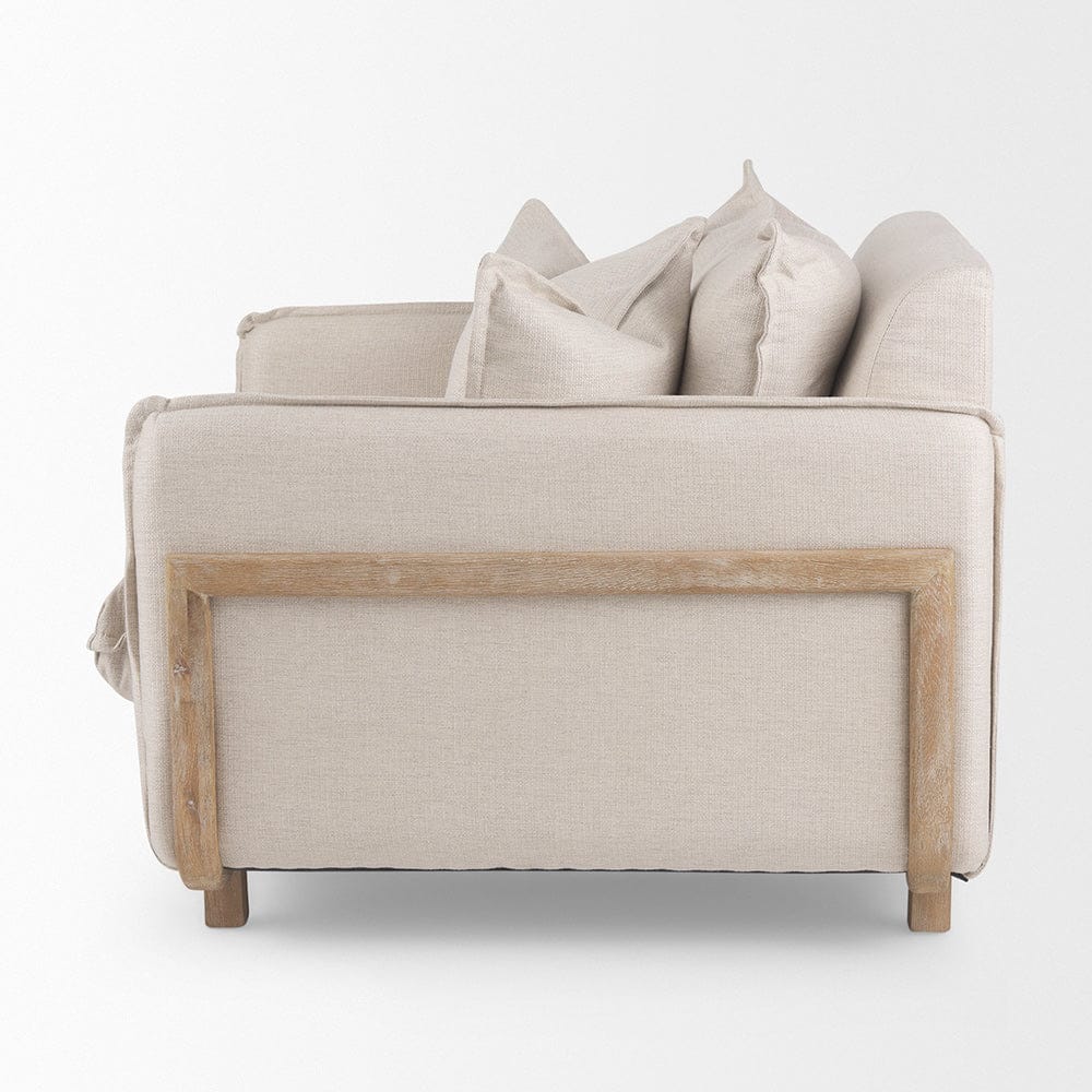 Mercana - Roy II Beige Upholstered and Brown Wood Frame Arm Chair - 68713 view 4
