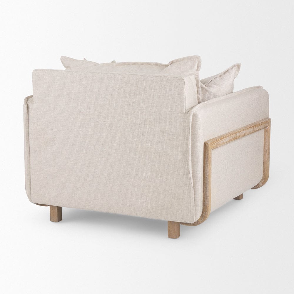 Mercana - Roy II Beige Upholstered and Brown Wood Frame Arm Chair - 68713 view 6