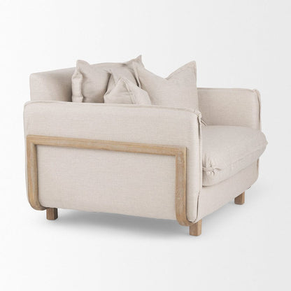 Mercana - Roy II Beige Upholstered and Brown Wood Frame Arm Chair - 68713 view 7