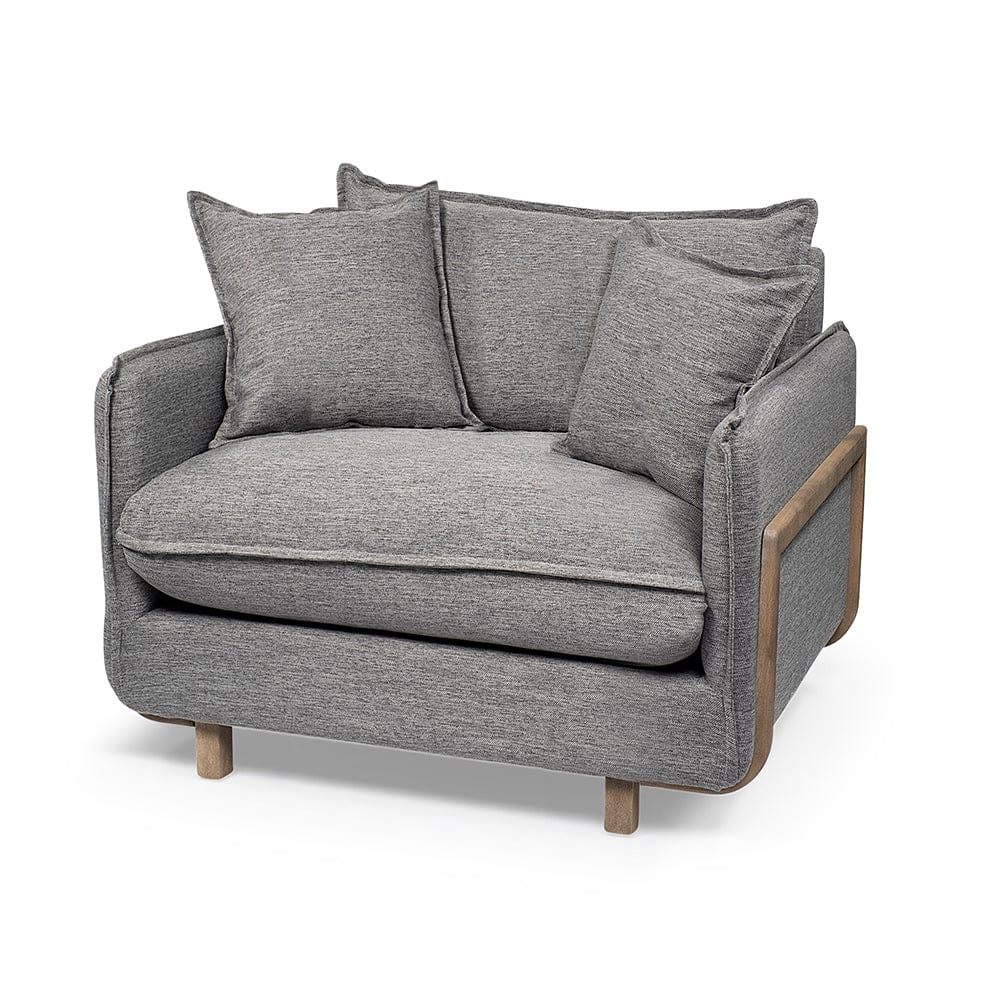 Mercana - Roy II Castlerock Gray Upholstered and Brown Wood Frame Arm Chair - 68715_CLOSEOUT view 1
