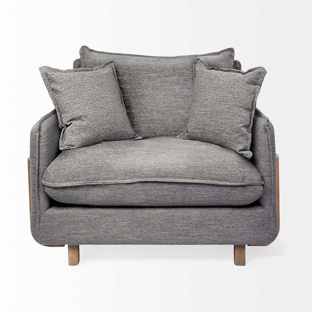 Mercana - Roy II Castlerock Gray Upholstered and Brown Wood Frame Arm Chair - 68715_CLOSEOUT view 4