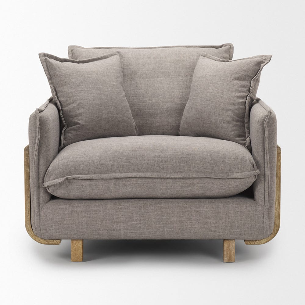 Mercana - Roy II Flint Gray Upholstered and Brown Wood Frame Arm Chair - 68714 view 3