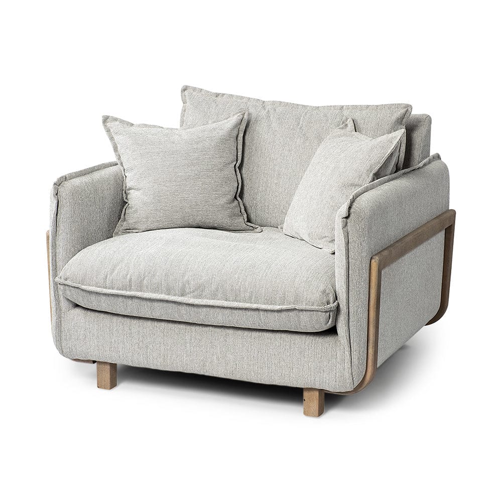 Mercana - Roy II Frost Gray Upholstered and Brown Wood Frame Arm Chair - 68716 view 1