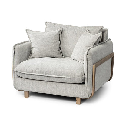 Mercana - Roy II Frost Gray Upholstered and Brown Wood Frame Arm Chair - 68716 view 1