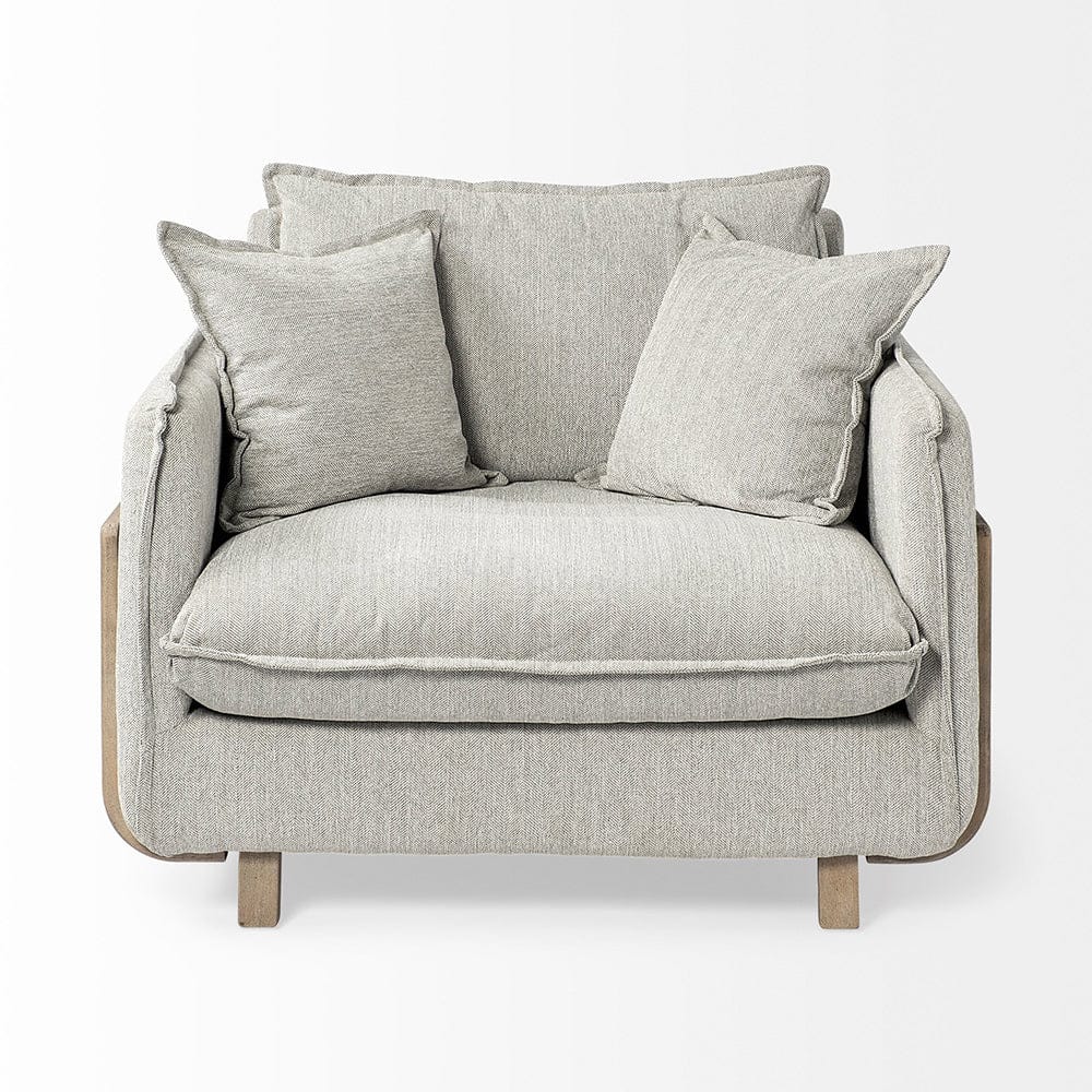 Mercana - Roy II Frost Gray Upholstered and Brown Wood Frame Arm Chair - 68716 view 6
