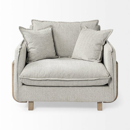 Mercana - Roy II Frost Gray Upholstered and Brown Wood Frame Arm Chair - 68716 view 6