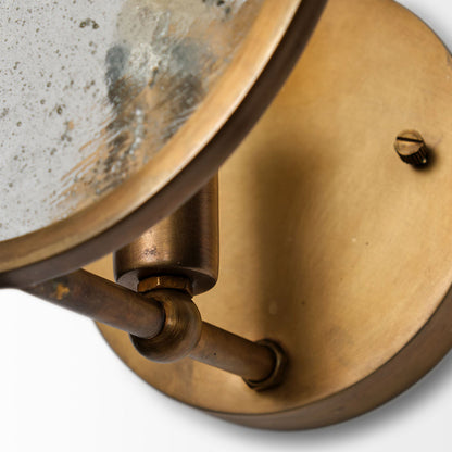 Mercana - Rubeus I 5.5x 9 Brass Toned Metal w/Frosted Glass Circular Wall Sconce - 68400 view 4