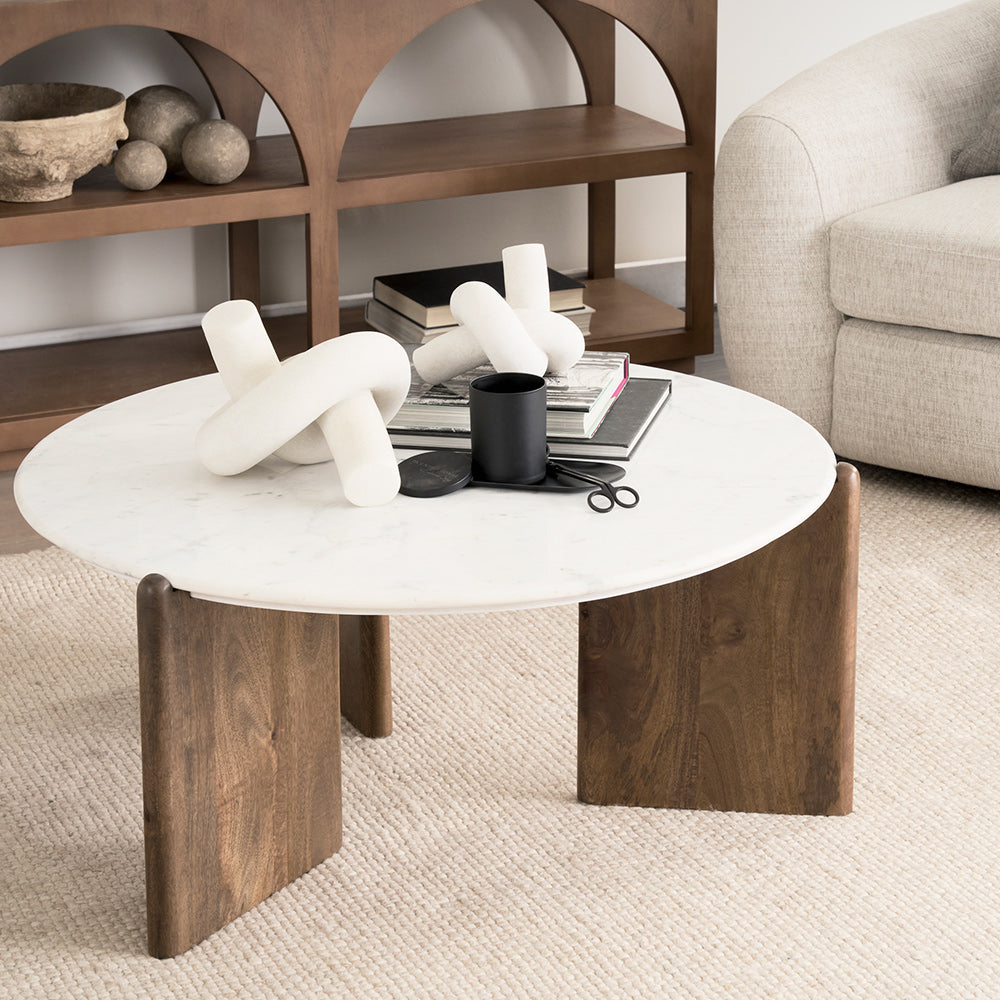 Mercana - Rumer Dark Brown Wood w/ White Marble Coffee Table - 70561-AB view 3