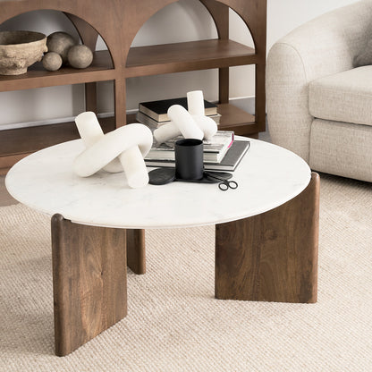 Mercana - Rumer Dark Brown Wood w/ White Marble Coffee Table - 70561-AB view 3
