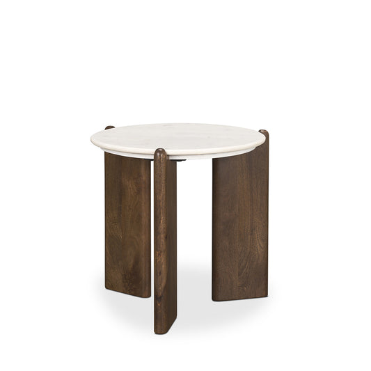 Mercana - Rumer Dark Brown Wood w/ White Marble Side Table - 70562 view 1