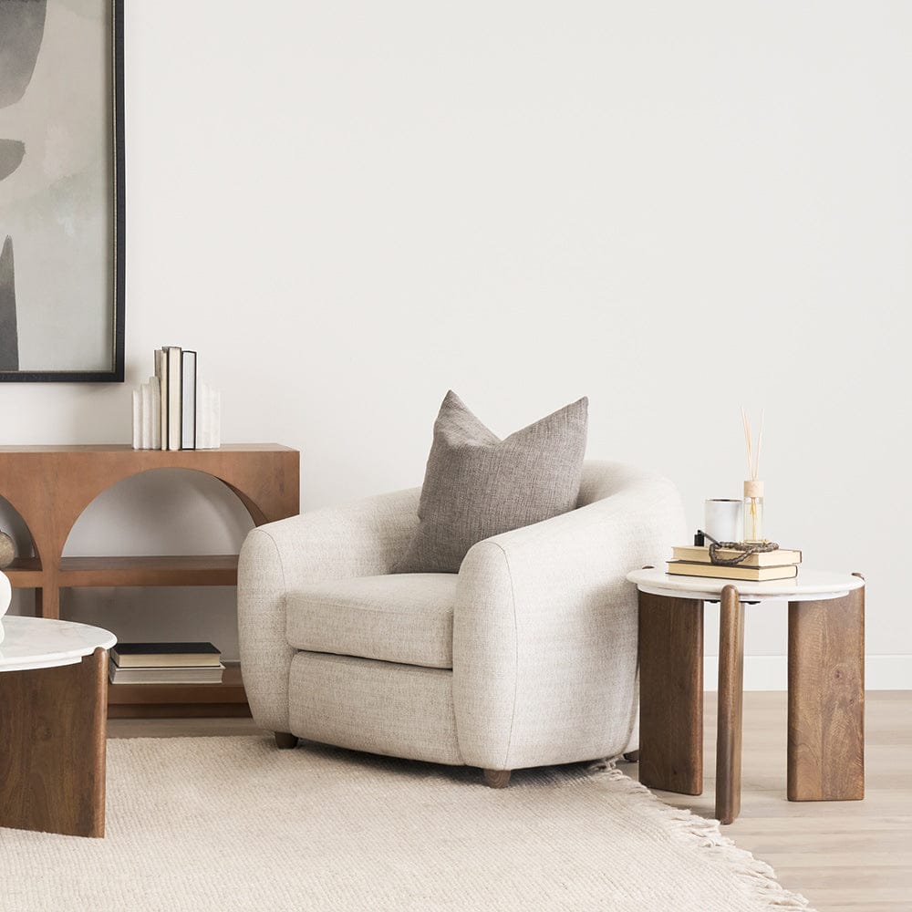 Mercana - Rumer Dark Brown Wood w/ White Marble Side Table - 70562 view 2