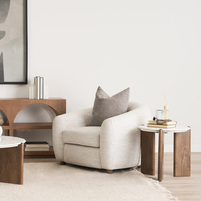 Mercana - Rumer Dark Brown Wood w/ White Marble Side Table - 70562 view 2