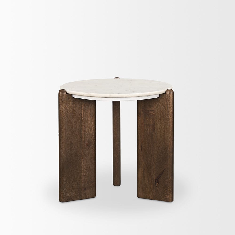 Mercana - Rumer Dark Brown Wood w/ White Marble Side Table - 70562 view 5