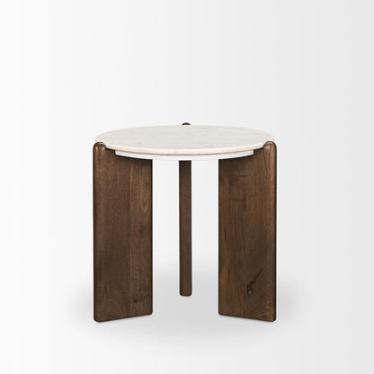 Mercana - Rumer Dark Brown Wood w/ White Marble Side Table - 70562 view 5