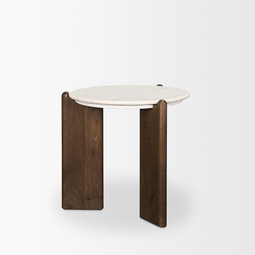 Mercana - Rumer Dark Brown Wood w/ White Marble Side Table - 70562 view 6