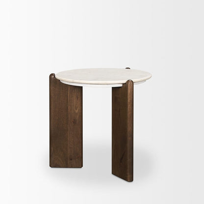 Mercana - Rumer Dark Brown Wood w/ White Marble Side Table - 70562 view 6