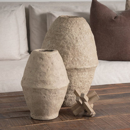 Mercana - Rundal Large Beige Paper Mache Vase - 70211_CLOSEOUT view 8
